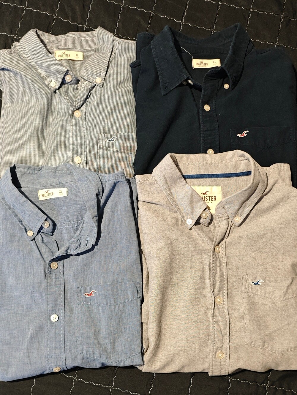 Lot of 4 Hollister Men's Long-Sleeve Slim Fit Button Down Shirts Size XL